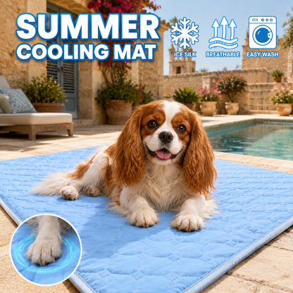 Pet Cooling Mat for Cats & Dogs - Free Grooming Glove Included!