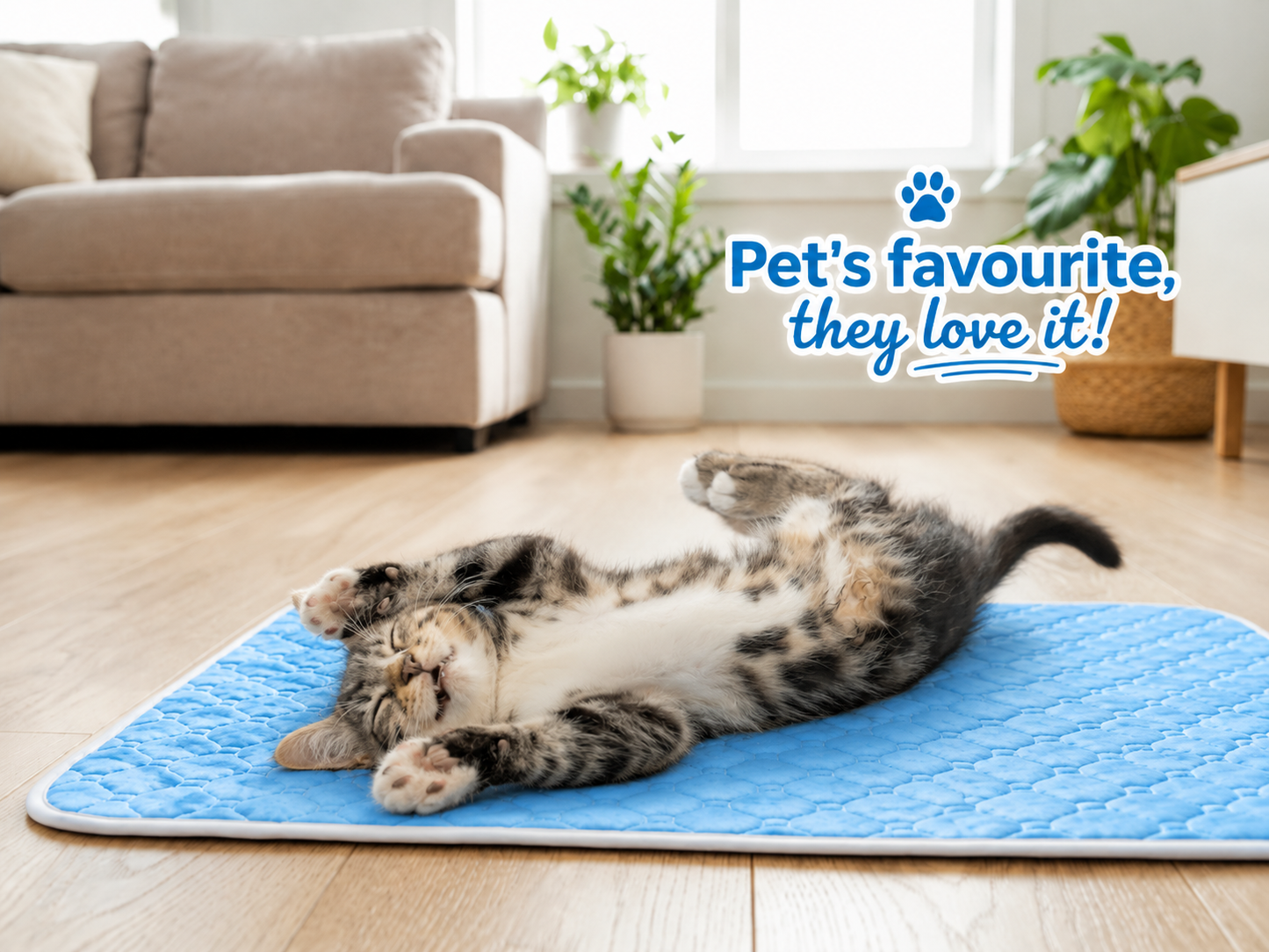 Pet Cooling Mat for Cats & Dogs - Free Grooming Glove Included!