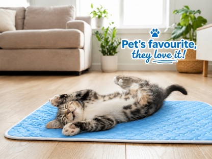 Pet Cooling Mat for Cats & Dogs - Free Grooming Glove Included!