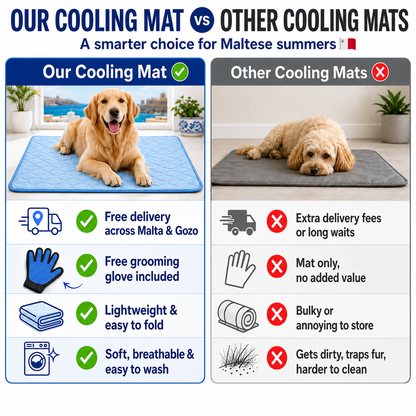 Pet Cooling Mat for Cats & Dogs - Free Grooming Glove Included!